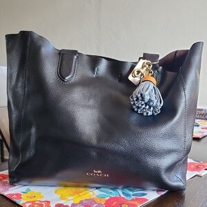Coach Black Tote with Gold and Gray Details